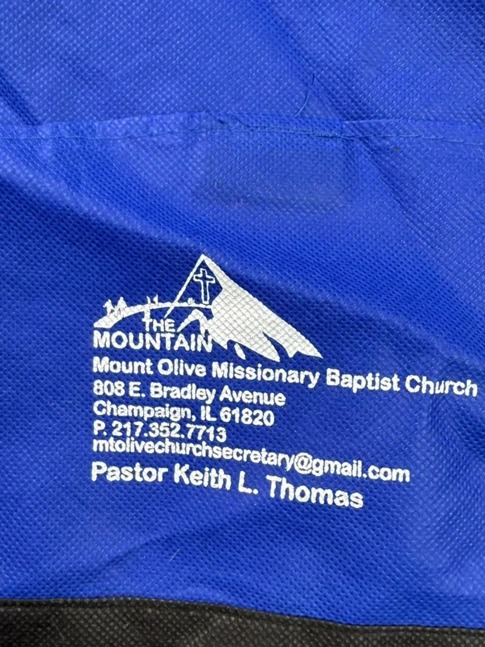 Mount Olive Missionary Baptist Church Drawstring Backpack BlueBlack The Mountain